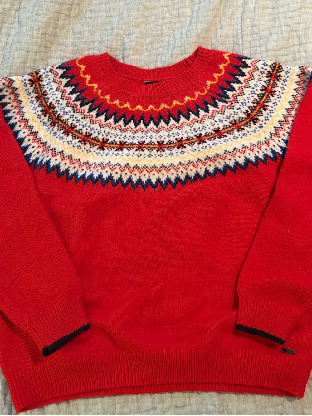 JOULES Red Fair Isle Crewneck Sweater
